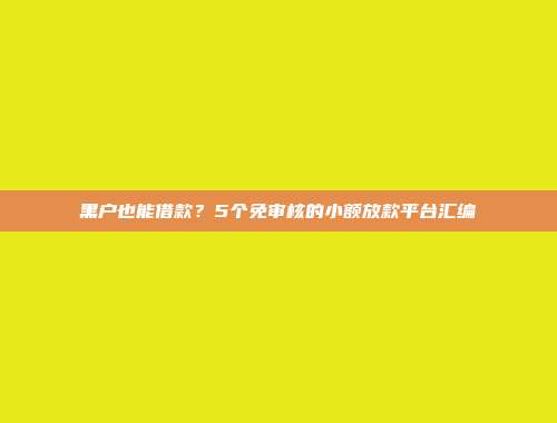 黑户也能借款？5个免审核的小额放款平台汇编