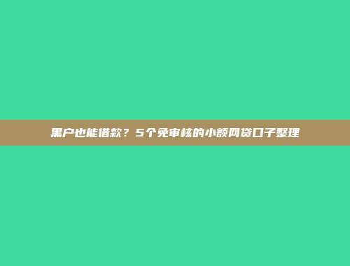 黑户也能借款？5个免审核的小额网贷口子整理