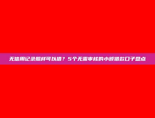 无信用记录照样可以借？5个无需审核的小额借款口子盘点