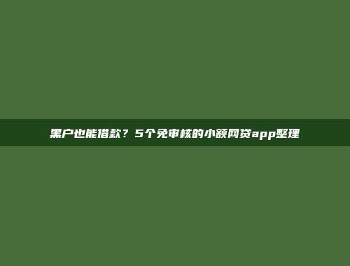 黑户也能借款？5个免审核的小额网贷app整理