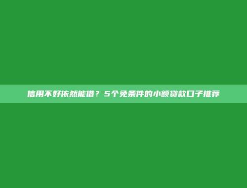 信用不好依然能借？5个免条件的小额贷款口子推荐