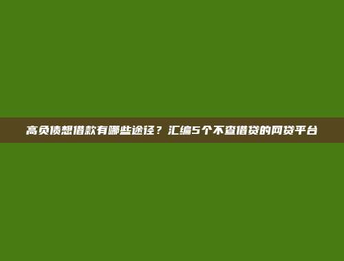 高负债想借款有哪些途径？汇编5个不查借贷的网贷平台