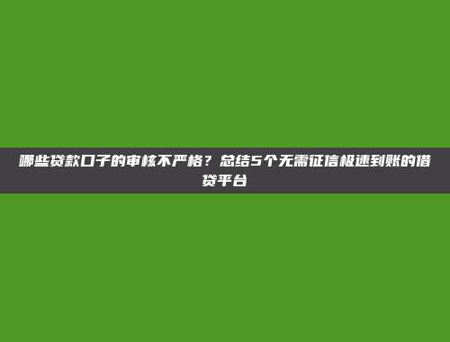 哪些贷款口子的审核不严格？总结5个无需征信极速到账的借贷平台