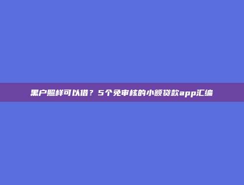 黑户照样可以借？5个免审核的小额贷款app汇编