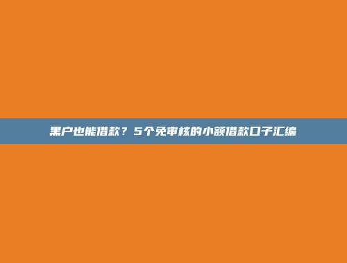 黑户也能借款？5个免审核的小额借款口子汇编