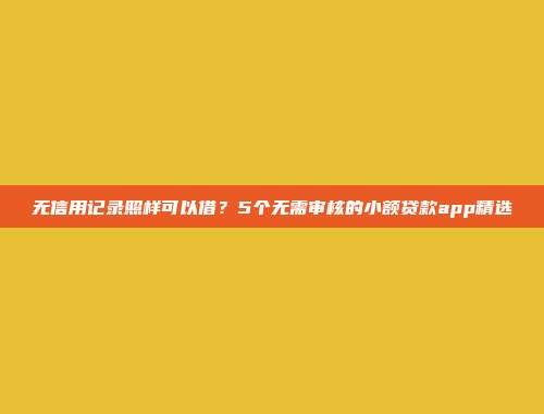 无信用记录照样可以借？5个无需审核的小额贷款app精选