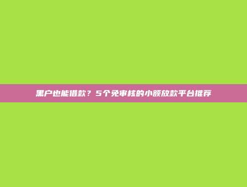 黑户也能借款？5个免审核的小额放款平台推荐