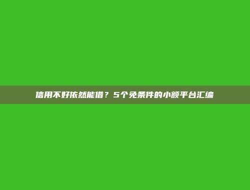 信用不好依然能借？5个免条件的小额平台汇编