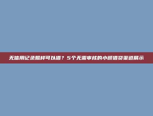 无信用记录照样可以借？5个无需审核的小额借贷渠道展示