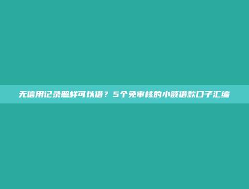 无信用记录照样可以借？5个免审核的小额借款口子汇编