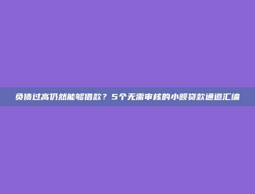 负债过高仍然能够借款？5个无需审核的小额贷款通道汇编