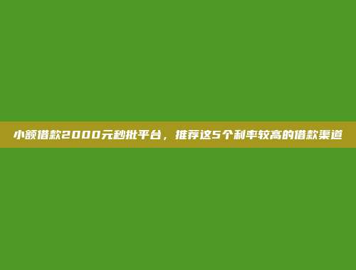 如何在征信不好的情况下获得贷款？展示5个快速审核的融资平台