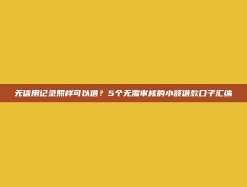 无信用记录照样可以借？5个无需审核的小额借款口子汇编