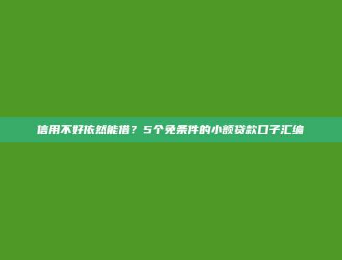 信用不好依然能借？5个免条件的小额贷款口子汇编