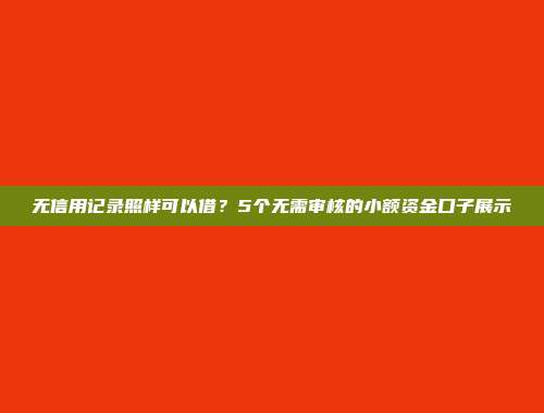 无信用记录照样可以借？5个无需审核的小额资金口子展示