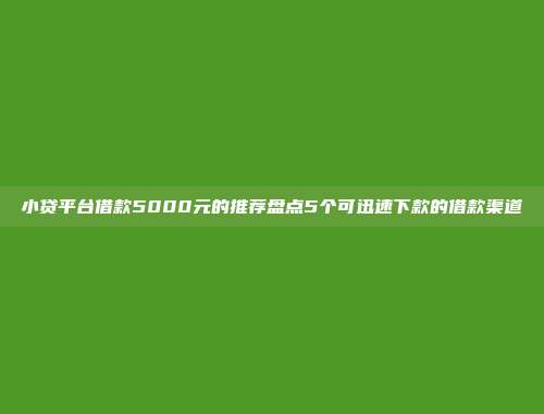 小贷平台借款5000元的推荐盘点5个可迅速下款的借款渠道