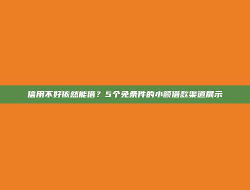 信用不好依然能借？5个免条件的小额借款渠道展示