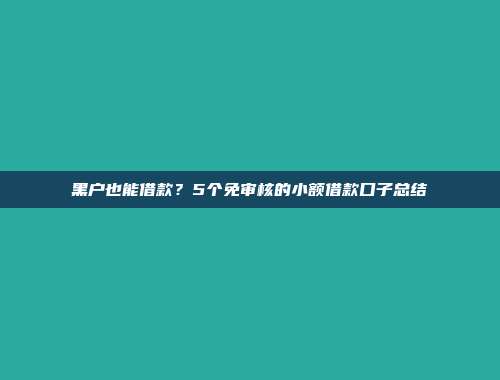 黑户也能借款？5个免审核的小额借款口子总结