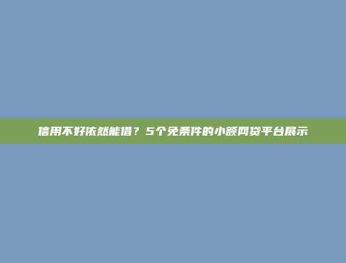 信用不好依然能借？5个免条件的小额网贷平台展示