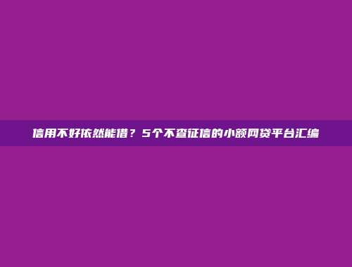 信用不好依然能借？5个不查征信的小额网贷平台汇编