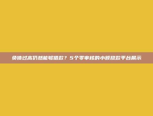 负债过高仍然能够借款？5个零审核的小额放款平台展示