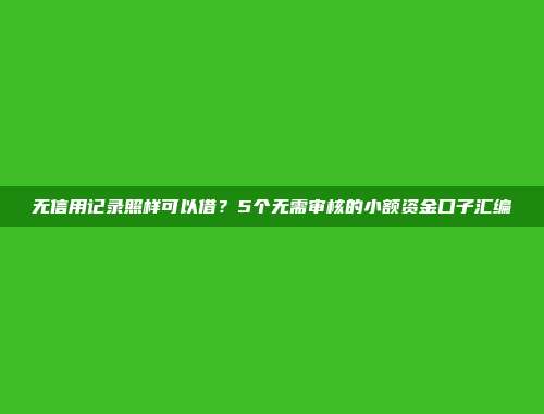 无信用记录照样可以借？5个无需审核的小额资金口子汇编