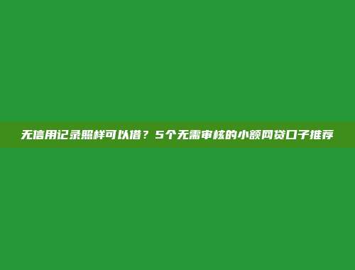 无信用记录照样可以借？5个无需审核的小额网贷口子推荐