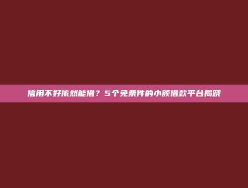 信用不好依然能借？5个免条件的小额借款平台揭晓