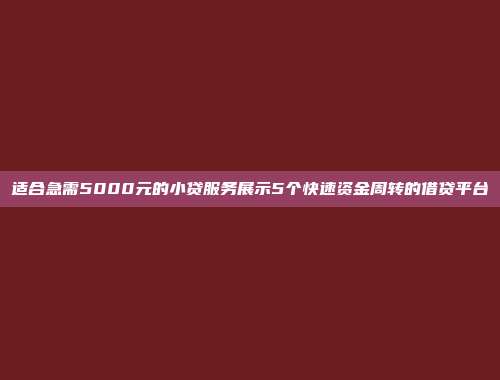 适合急需5000元的小贷服务展示5个快速资金周转的借贷平台