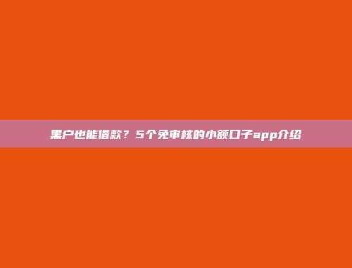 黑户也能借款？5个免审核的小额口子app介绍