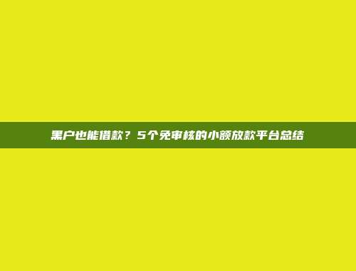 黑户也能借款？5个免审核的小额放款平台总结