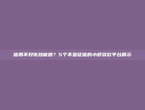 信用不好依然能借？5个不查征信的小额贷款平台展示