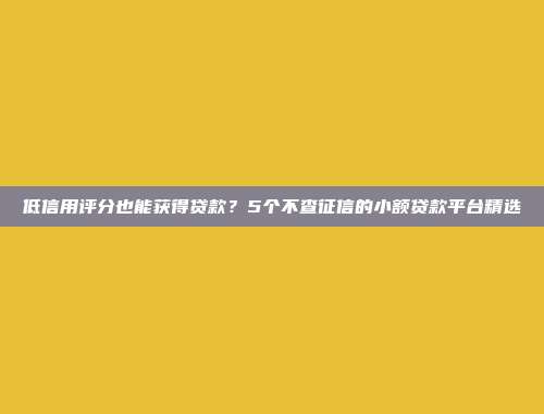 低信用评分也能获得贷款？5个不查征信的小额贷款平台精选