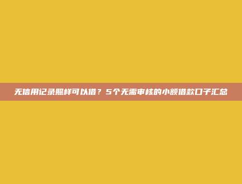 无信用记录照样可以借？5个无需审核的小额借款口子汇总