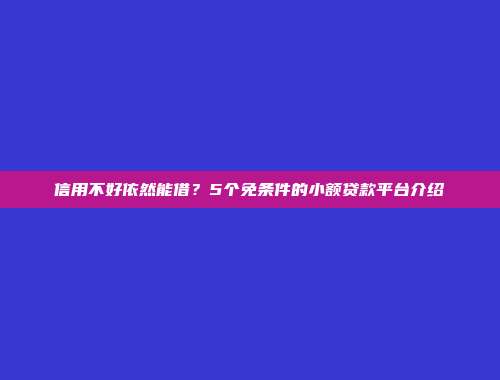 信用不好依然能借？5个免条件的小额贷款平台介绍