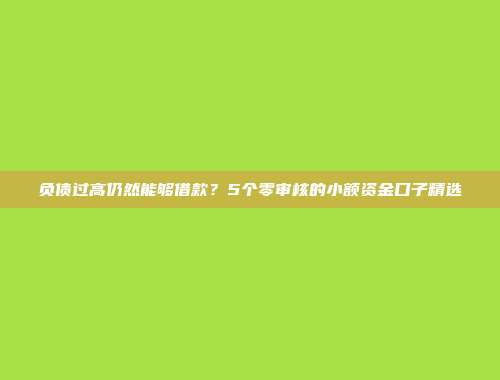 负债过高仍然能够借款？5个零审核的小额资金口子精选