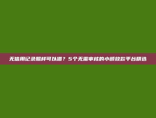 无信用记录照样可以借？5个无需审核的小额放款平台精选