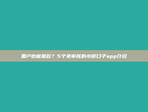 黑户也能借款？5个免审核的小额口子app介绍