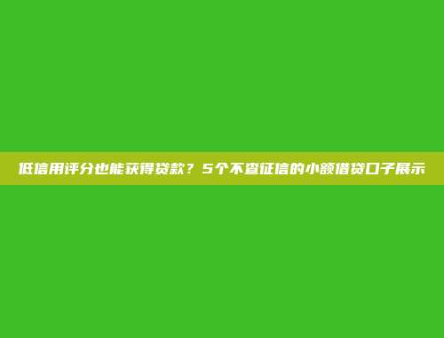 低信用评分也能获得贷款？5个不查征信的小额借贷口子展示