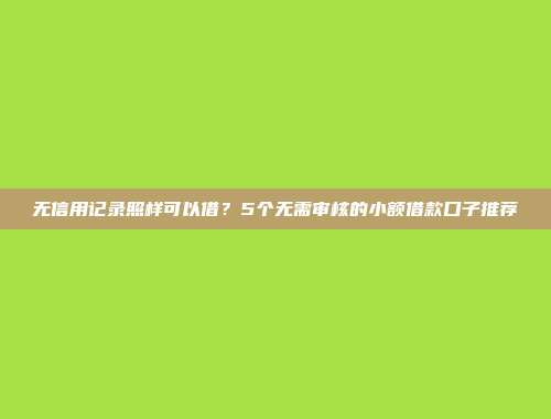 无信用记录照样可以借？5个无需审核的小额借款口子推荐