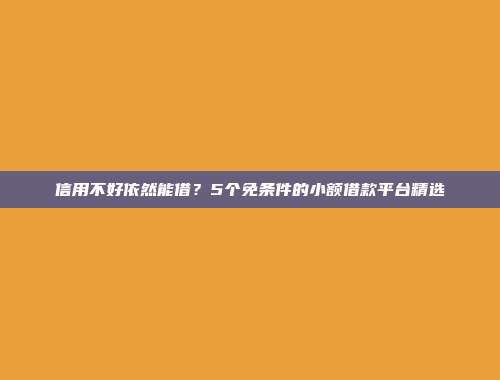 信用不好依然能借？5个免条件的小额借款平台精选