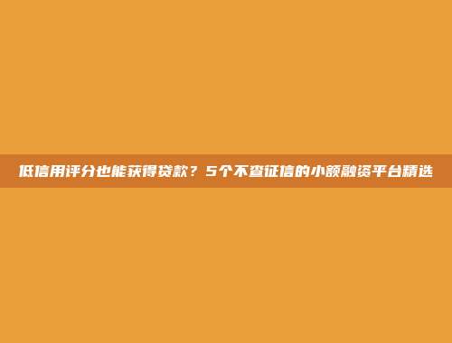 低信用评分也能获得贷款？5个不查征信的小额融资平台精选