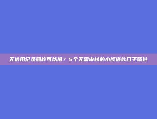 无信用记录照样可以借？5个无需审核的小额借款口子精选