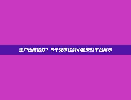 黑户也能借款？5个免审核的小额放款平台展示