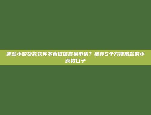 整理5个免材料审核的放款平台