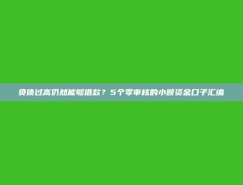 负债过高仍然能够借款？5个零审核的小额资金口子汇编