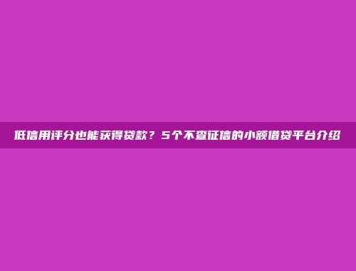 低信用评分也能获得贷款？5个不查征信的小额借贷平台介绍