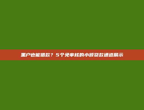 黑户也能借款？5个免审核的小额贷款通道展示