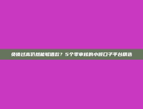 负债过高仍然能够借款？5个零审核的小额口子平台精选