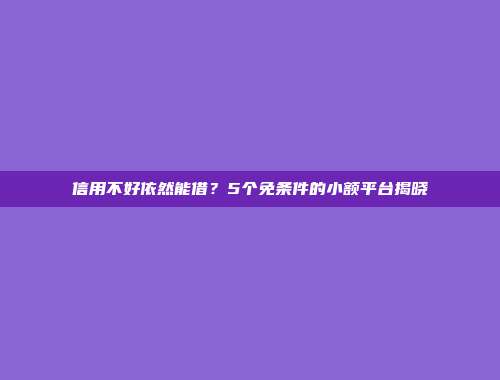 信用不好依然能借？5个免条件的小额平台揭晓